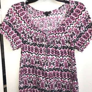 Cute VGUC  Pink/White/Black BOHO top